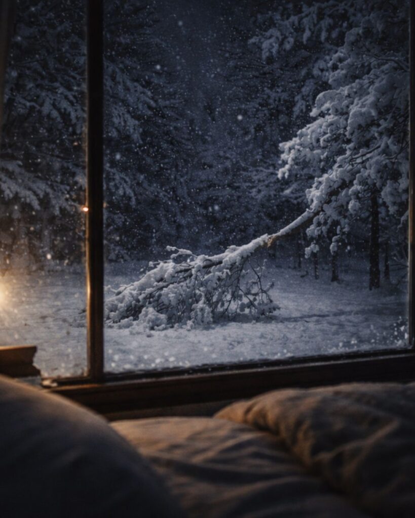 末吉俳句日記「雪折や 夜更けにひとつ 響きけり」俳句イメージ画像