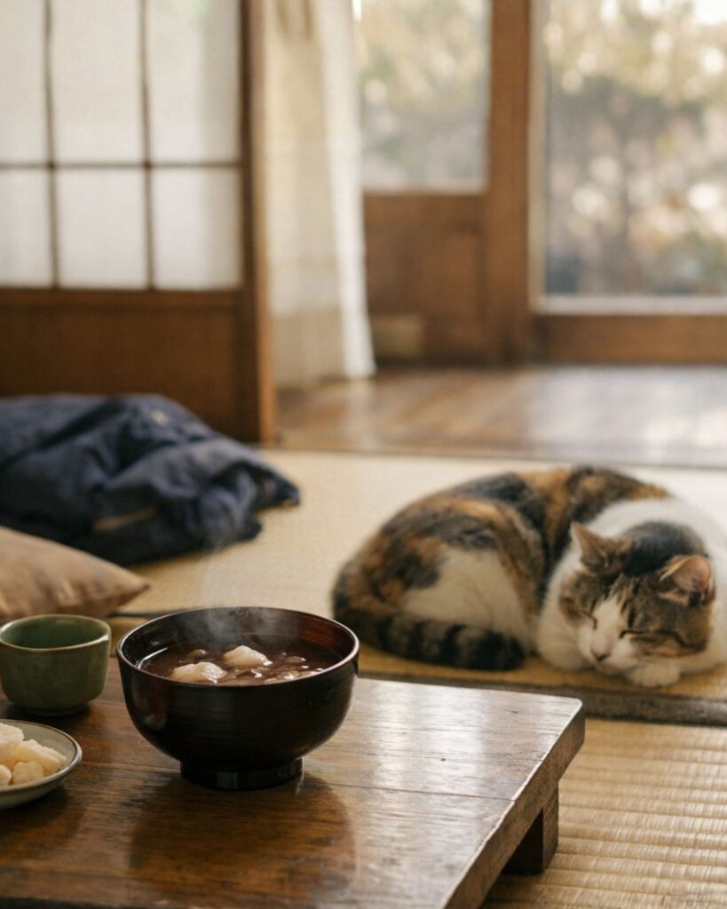 末吉俳句日記「鏡割り　お汁粉すする　ほどのこと」俳句イメージ画像