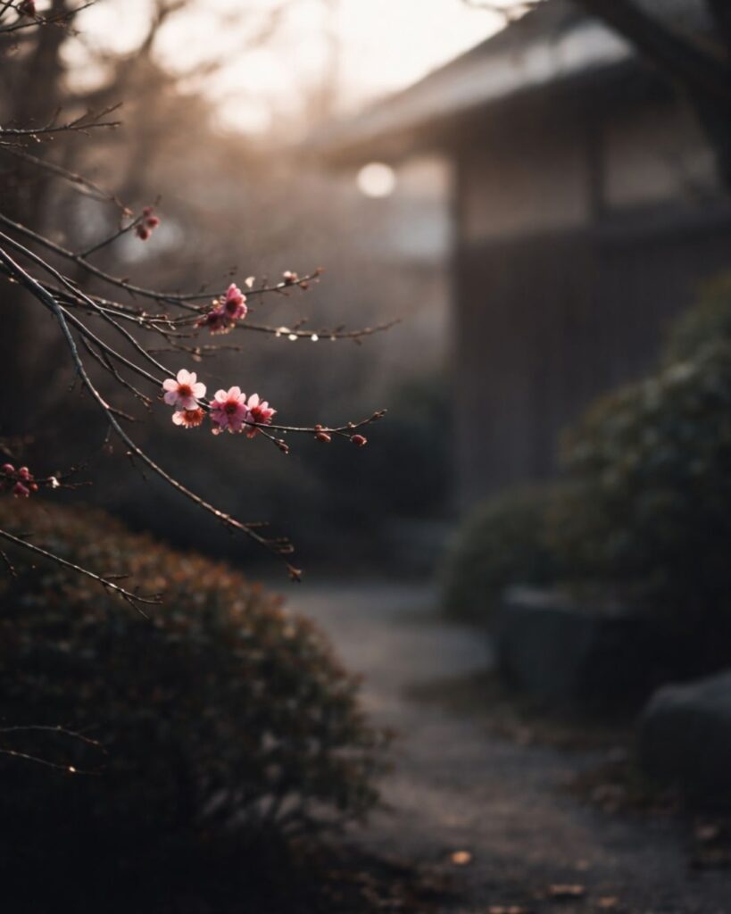 末吉俳句日記「早梅や　風に身をよせ　紅に寄る」俳句イメージ画像