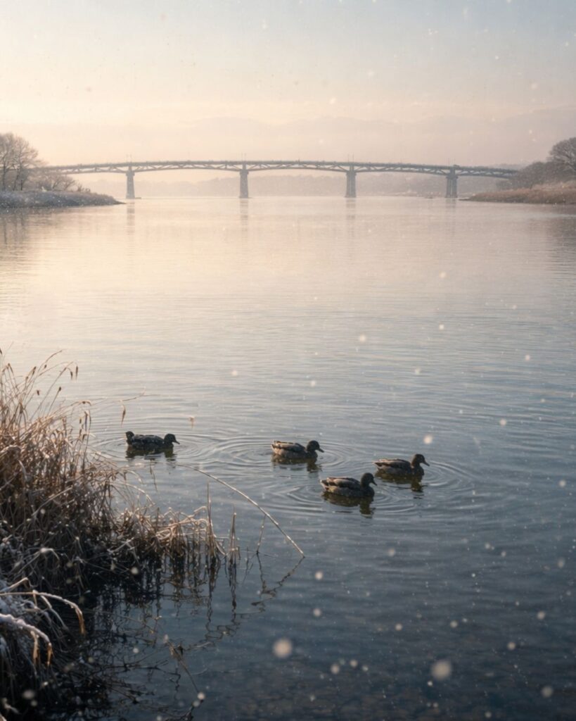 末吉俳句日記「利根川や 風花しずむ 十二橋」俳句イメージ画像