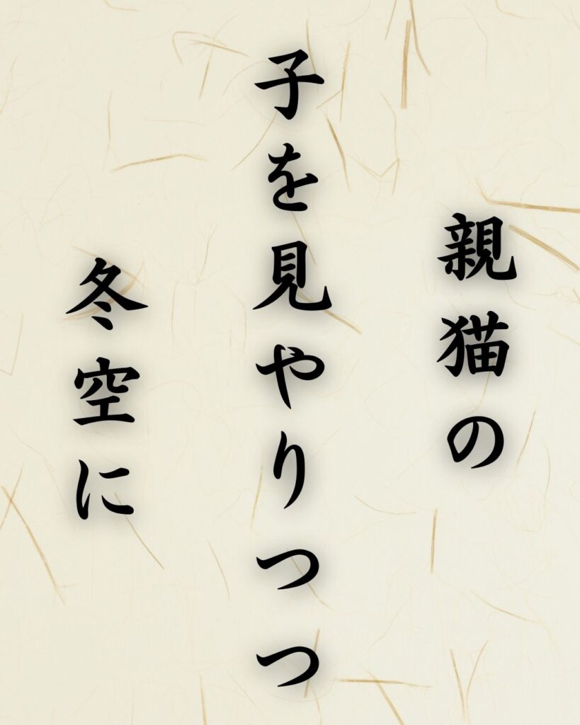 末吉俳句日記「親猫の 子を見やりつつ 冬空に」俳句テキスト画像