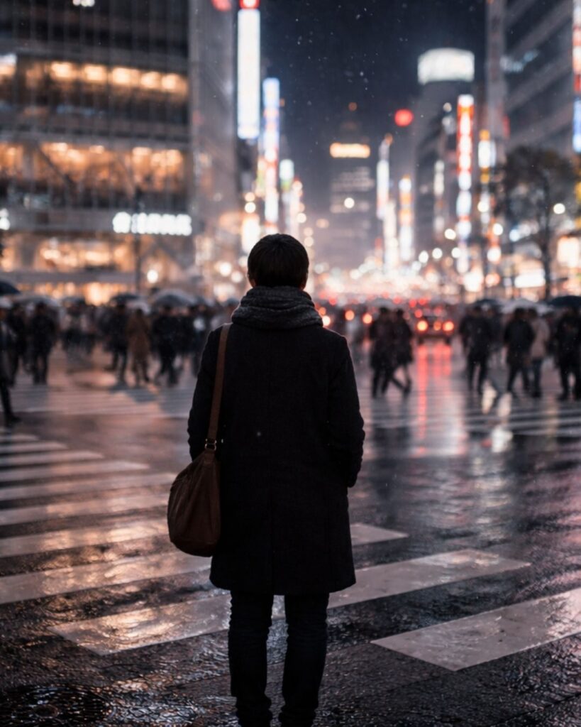 わたぼうし短歌帖「大寒の　指先しみる　迷い道
温もりのほうへ　足を止めたり」短歌イメージ画像