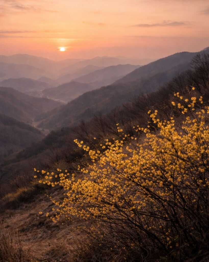 わたぼうし短歌帖「蝋梅の　黄を受く山に　しづまりて
谷風あとに　香り遅るる」短歌イメージ画像