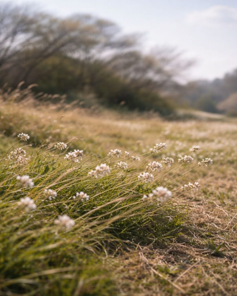末吉俳句日記「春一番　草の花まで　ひとつ向く」俳句イメージ画像
