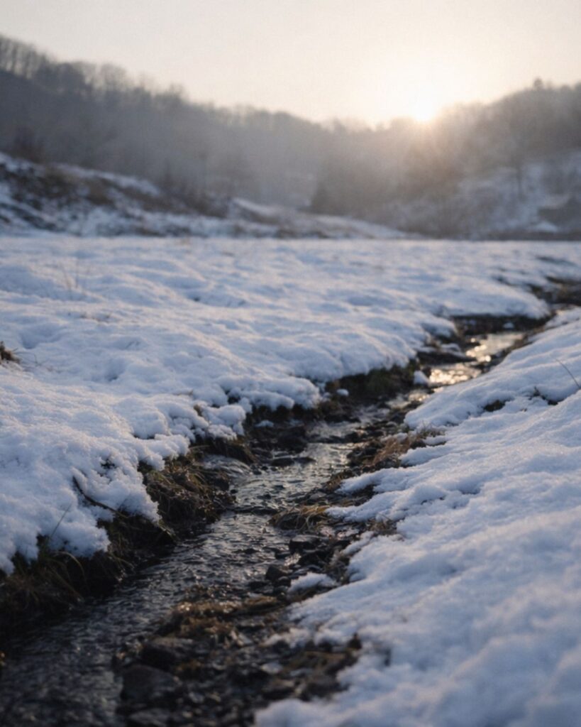 末吉俳句日記「雪の下 水の流るる 二月かな」俳句イメージ画像