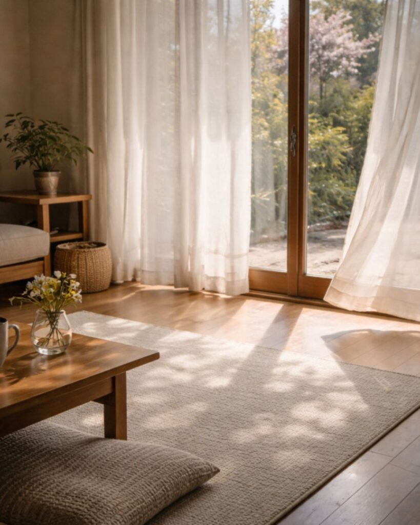 わたぼうし短歌帖「午後三時 窓辺の光 やはらぎて
カーテン揺れて 時はゆるみぬ」短歌イメージ画像