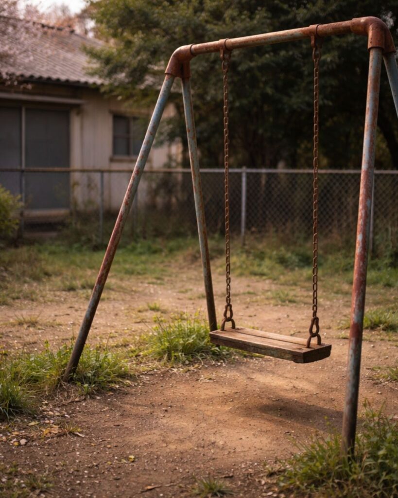 末吉俳句日記「鞦韆や　触れて手に錆　つきにけり」俳句イメージ画像