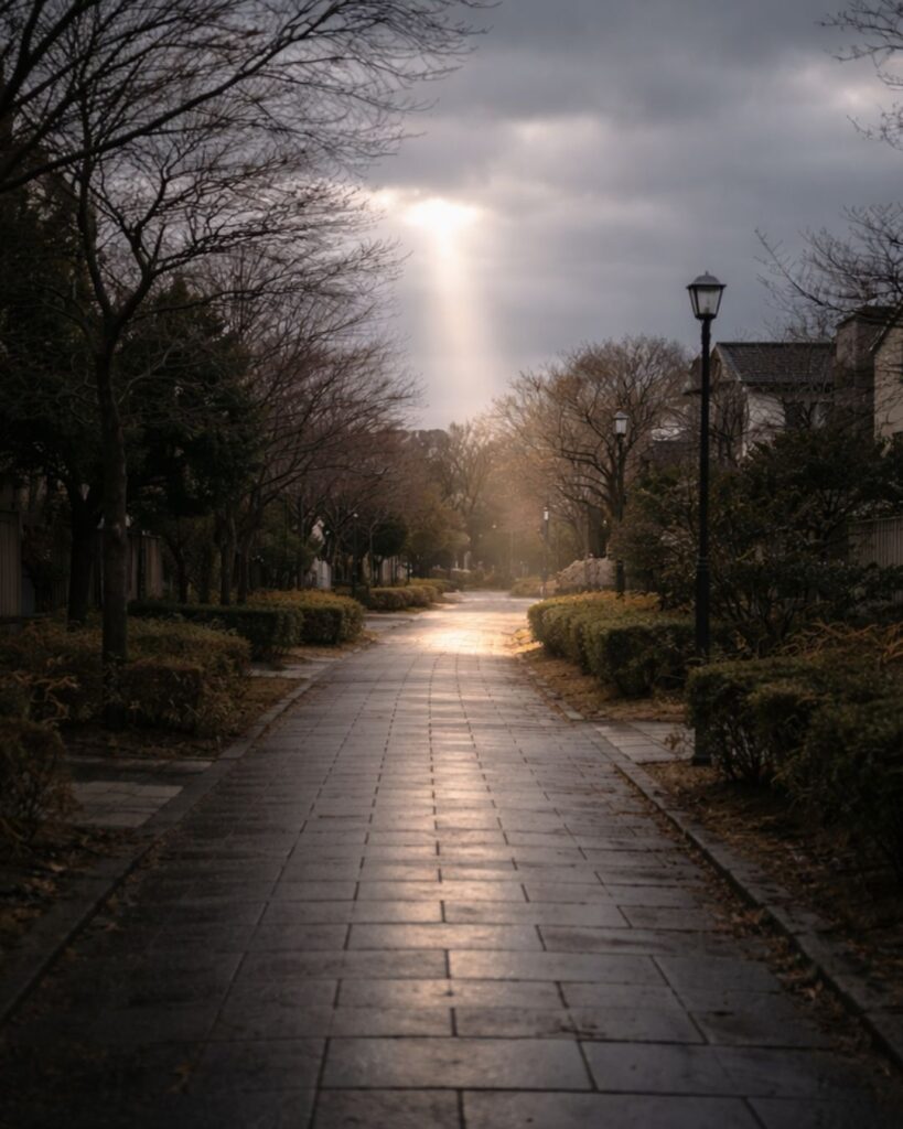 末吉俳句日記「春時雨　葉先かすかに　弾みけり」俳句イメージ画像