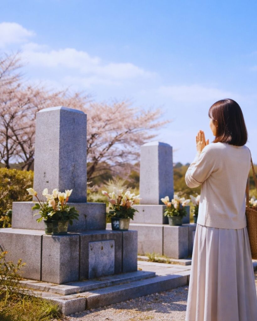 末吉俳句日記「青の下　指のみ合はす　彼岸かな」俳句イメージ画像