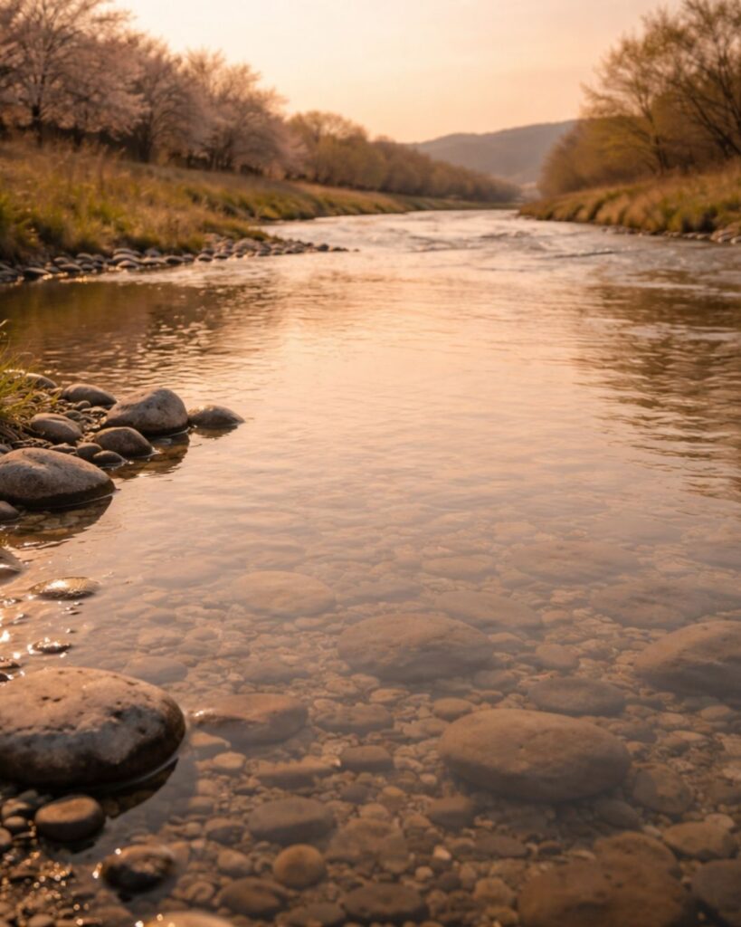 末吉俳句日記「春の川 透くる流れに ほどけゆく」俳句イメージ画像