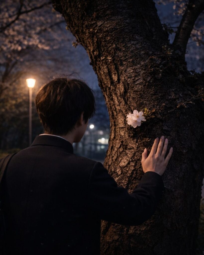 わたぼうし短歌帖「卒業の 前夜の桜 胴咲きの
手のひら置けば ひと花ひらく」短歌イメージ画像