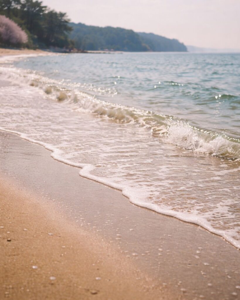 末吉俳句日記「春の海　ひく波ごとに　ゆるみゆく」俳句イメージ画像