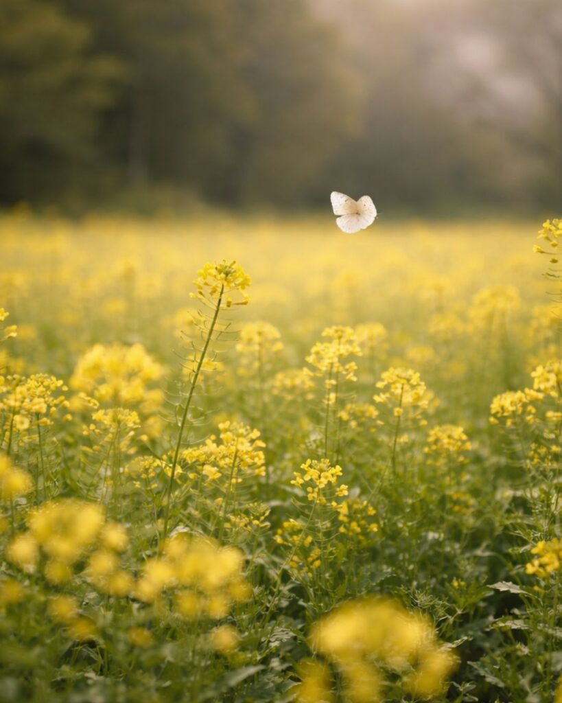 末吉俳句日記「菜の花や　おりれぬままに　蝶ふわり」俳句イメージ画像