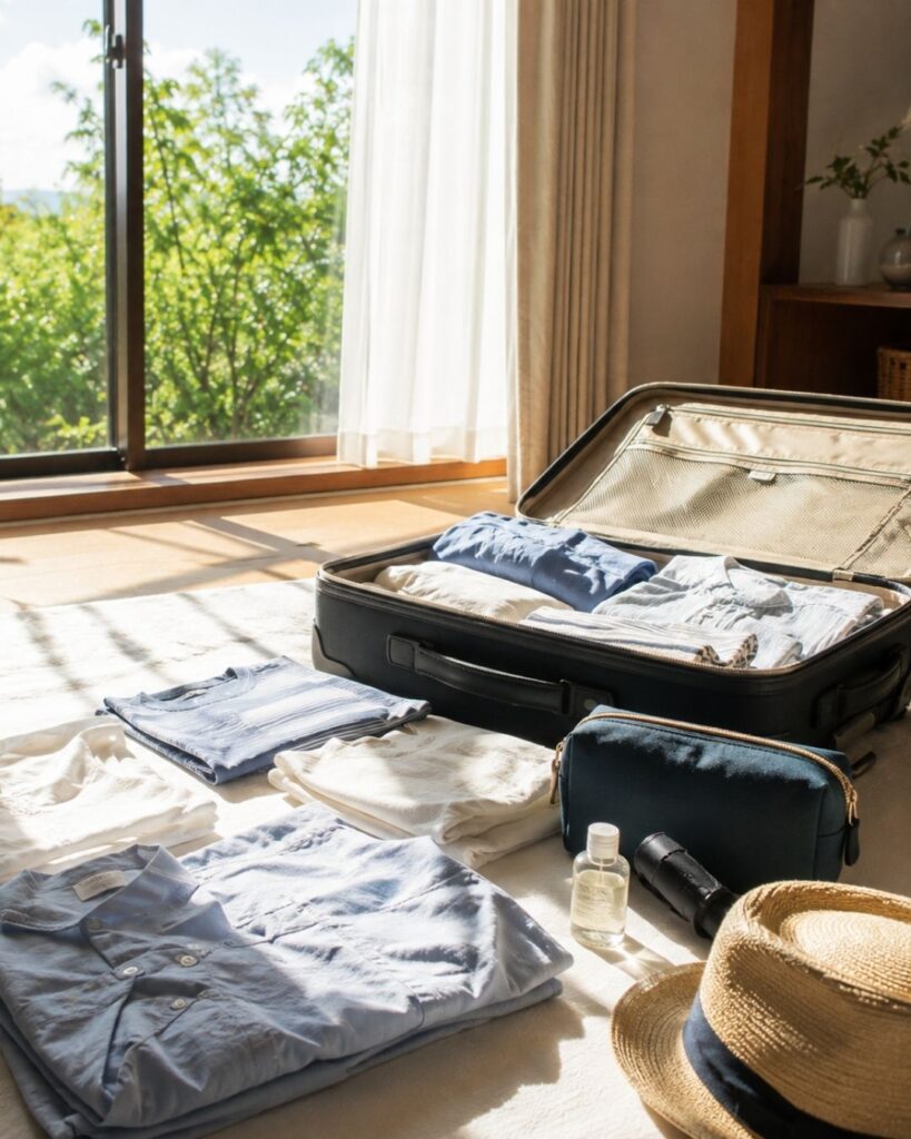 末吉俳句日記「立秋や　夏服たたむ　旅支度」俳句イメージ画像