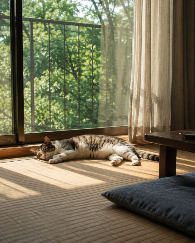 末吉俳句日記「秋暑し 猫も動かぬ 夕まだき」俳句イメージ画像