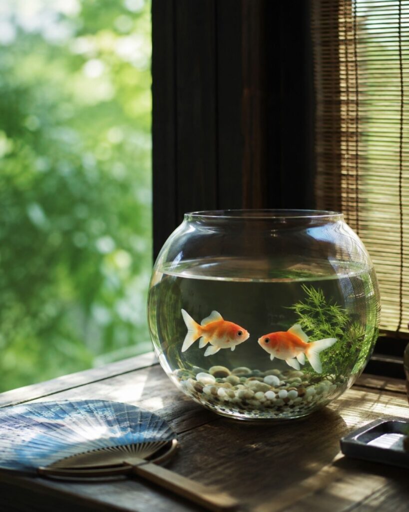 末吉俳句日記「金魚二尾 口をひらけば まだ寄りぬ」俳句イメージ画像