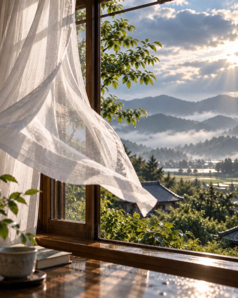 末吉俳句日記「雨過ぎて　風ややかろし　白露かな」俳句イメージ画像