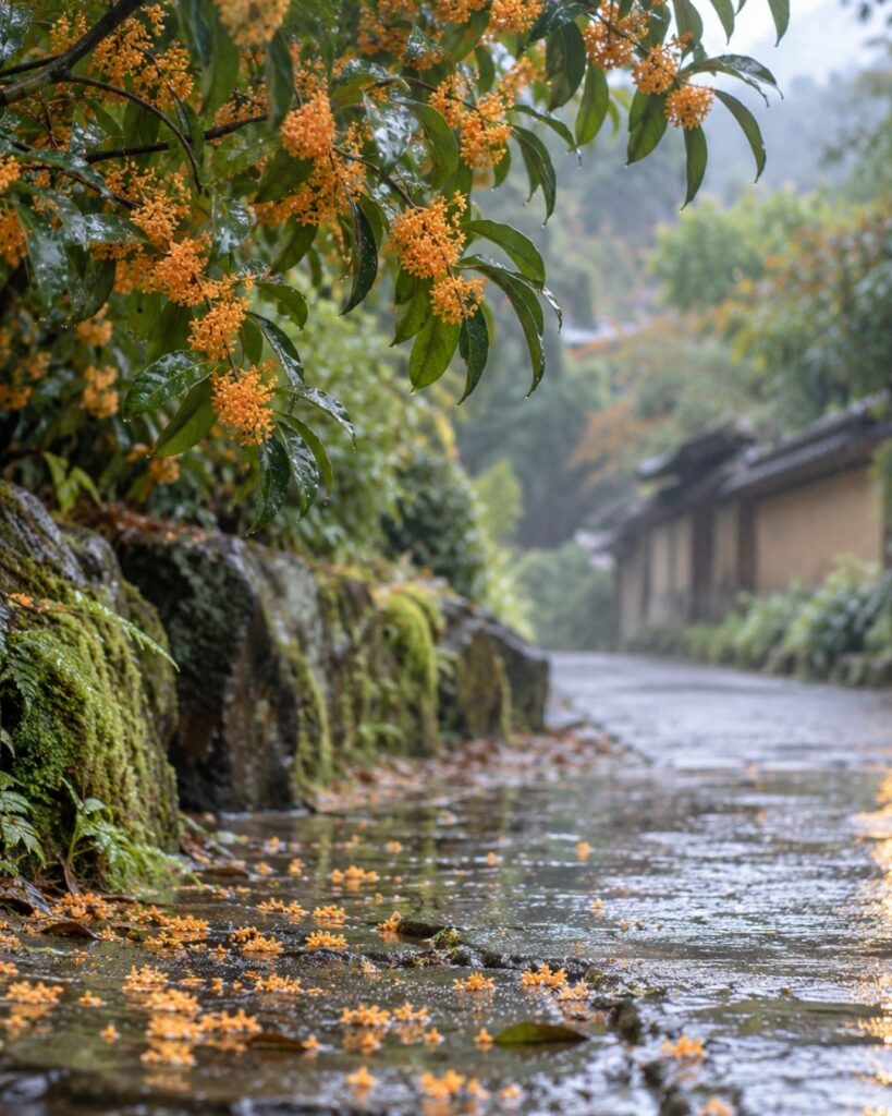 末吉俳句日記「木犀や　香りおぼろに　土湿る」俳句イメージ画像